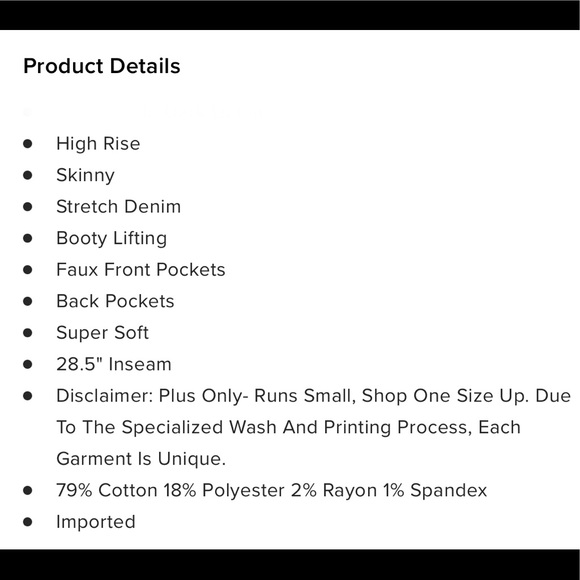 *SOLD* NEW FN Booty Lifting Jeans - Dark Denim - size 9 - Picture 5 of 5